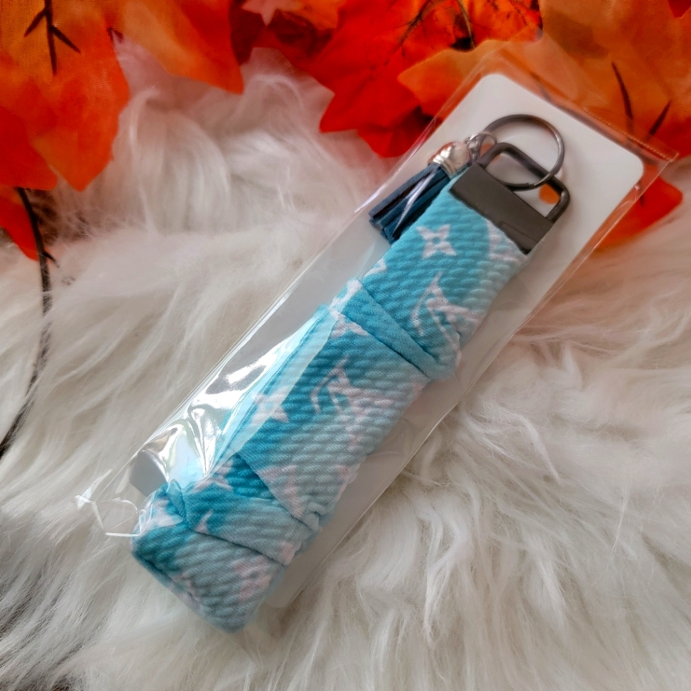 Stylish Blue and White Keychain Wristlet Accessory